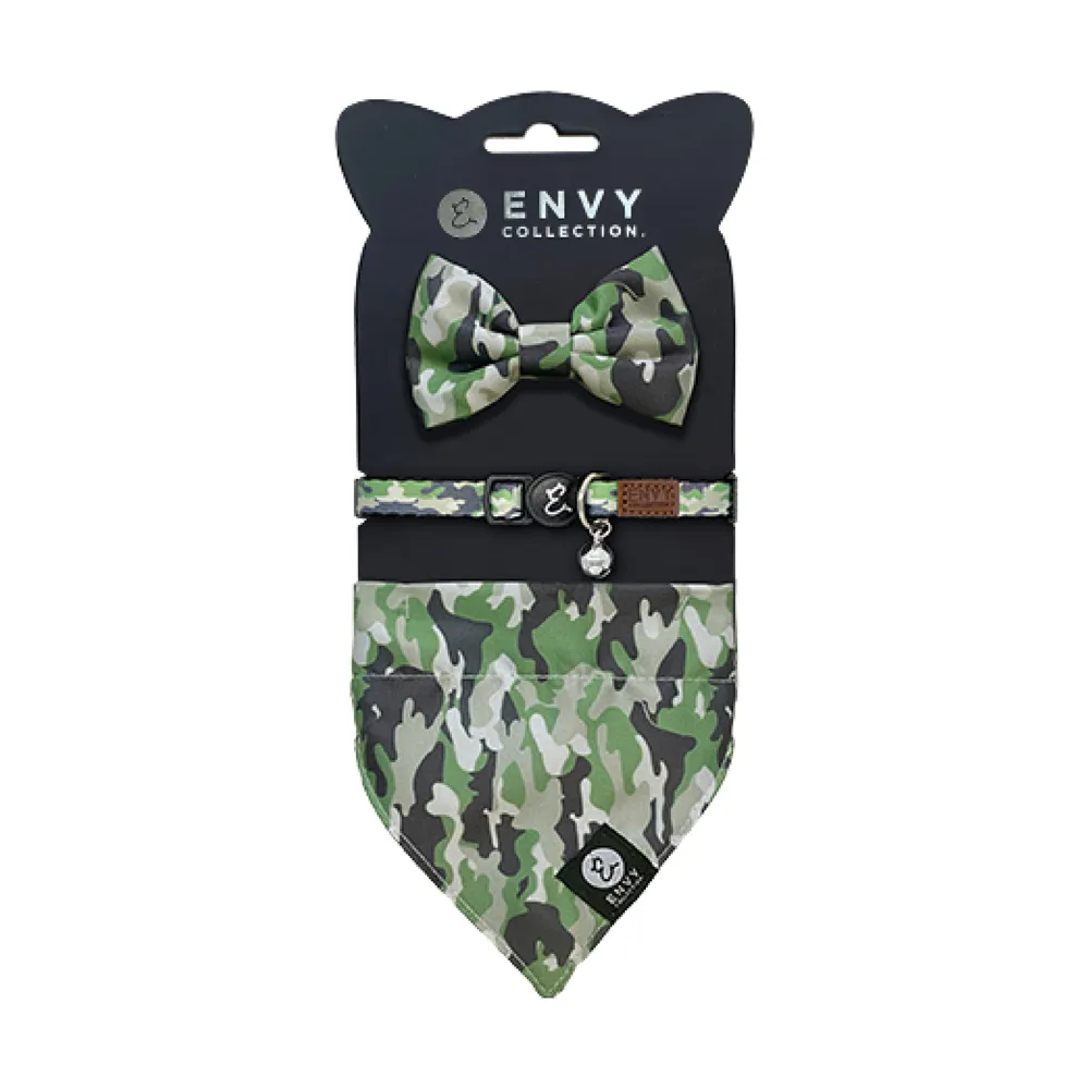 【ENVY COLLECTION】貓頸圈 迷彩瘋奇幻三件組(頸圈領結領巾)