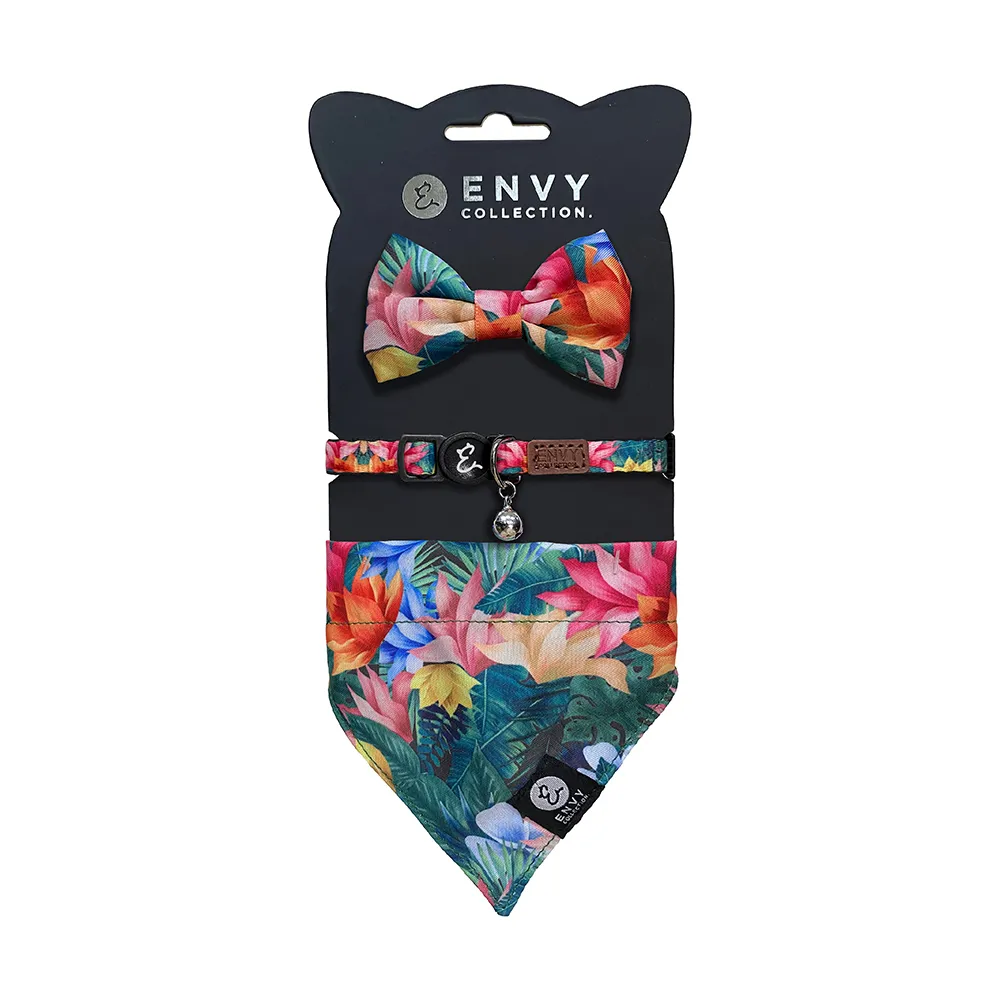 【ENVY COLLECTION】貓頸圈 熱帶天堂鳥三件組(頸圈領結領巾)