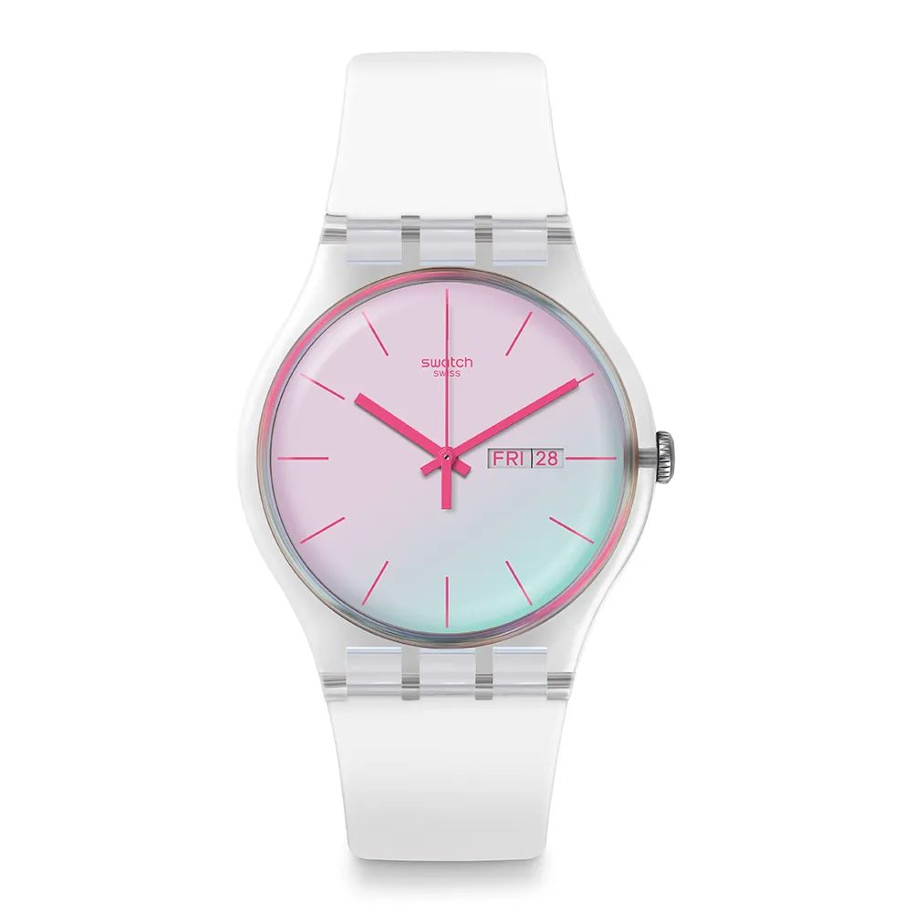 【SWATCH】POLAWHITE 經典手錶/太陽光譜折射錶盤/瑞士製造 SO29K704-S14(41mm)