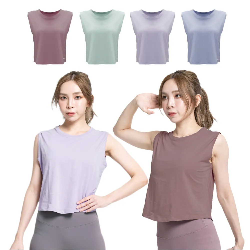 【AREXSPORT】瑜珈上衣 瑜珈無袖 瑜珈服 加大瑜珈服 瑜珈短版 棉質瑜珈衣M-2L(瑜珈服 瑜珈棉質上衣)