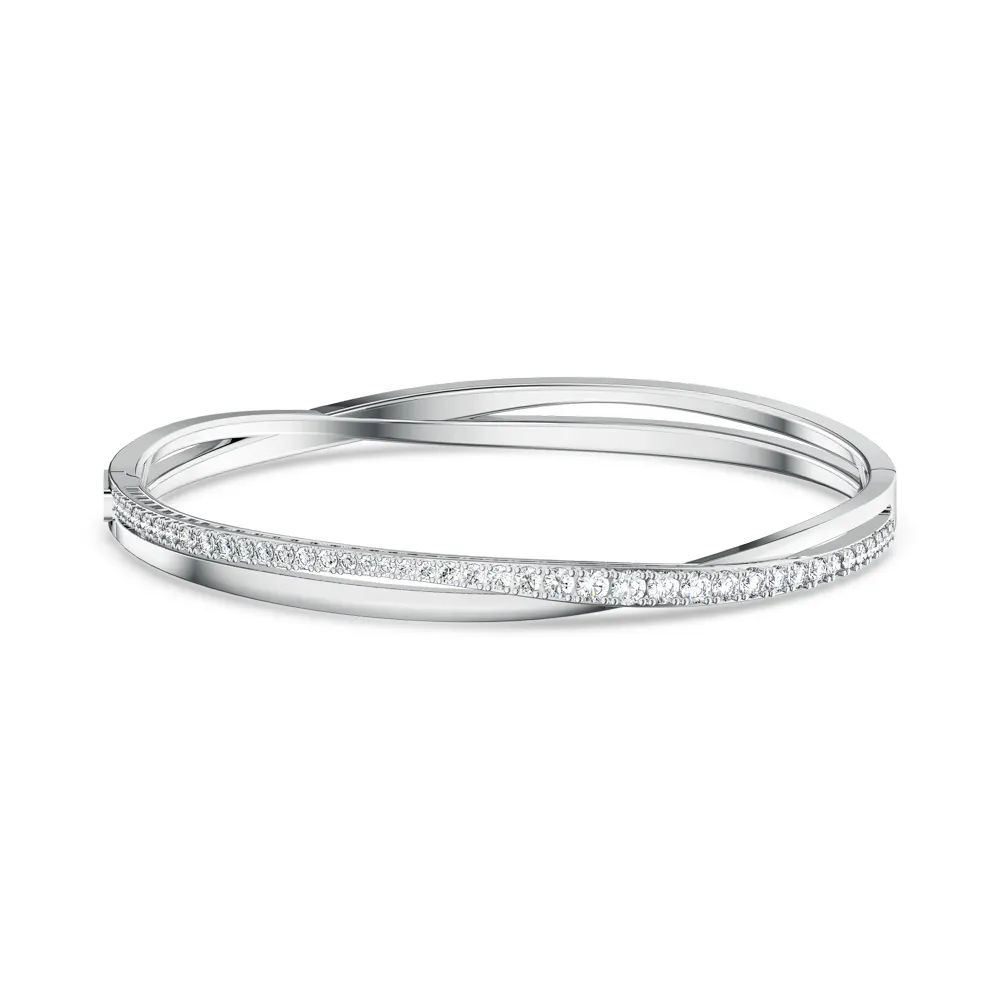【SWAROVSKI 施華洛世奇】官方直營 Twist 手鐲 白色 鍍白金色 | 5572725