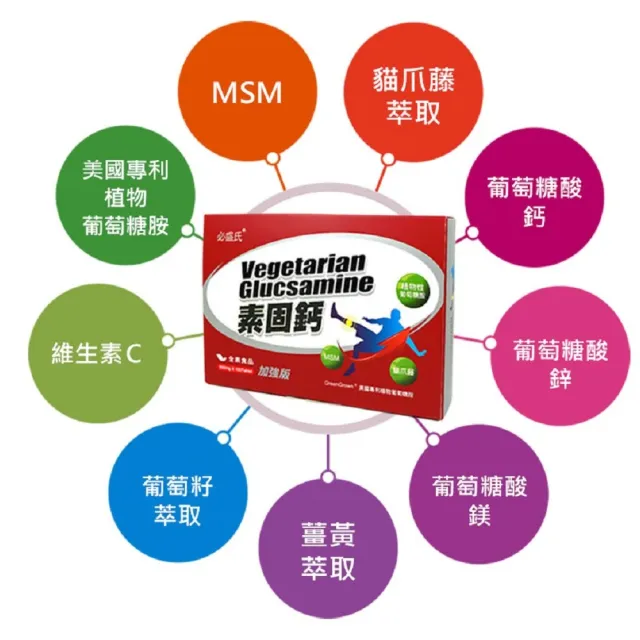 【草本之家】素食專用-素固鈣加強版3入組(100粒/入)(葡萄糖胺.甲基硫醯基甲烷.貓爪藤. MSM. 薑黃.維生素Ｃ)