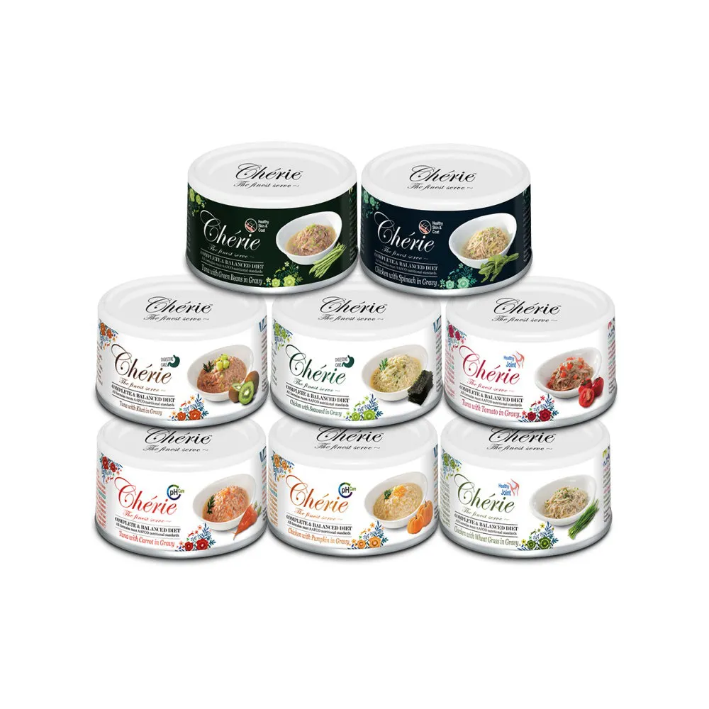 【Cherie 法麗】全營養主食罐《皮毛｜泌尿道｜腸胃｜關節保健》80g*48罐組(貓主食罐)