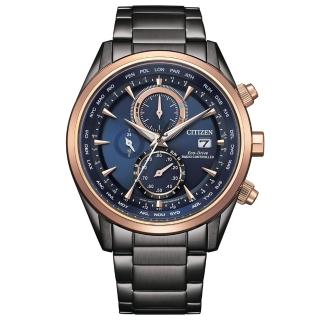 【CITIZEN 星辰】GENTS系列 韋禮安廣告款 光動能全球電波對時腕錶/藍43mm(AT8269-81L)