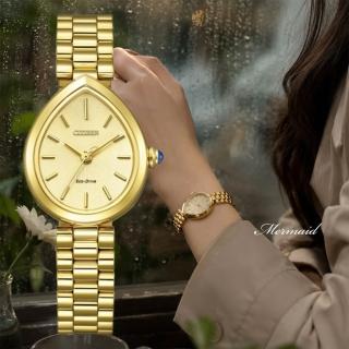 【CITIZEN 星辰】L系列 Hebe田馥甄廣告款 雨滴錶盤光動能腕錶/金26.2mm(EM1202-50P)