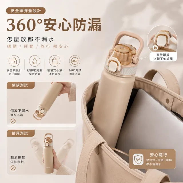 【Maru丸山製研】好提彈飲瓶316不鏽鋼吸管保溫杯780ml--柔霧紫(12hrs保溫保冰/吸管水壺/運動水壺/環保杯)