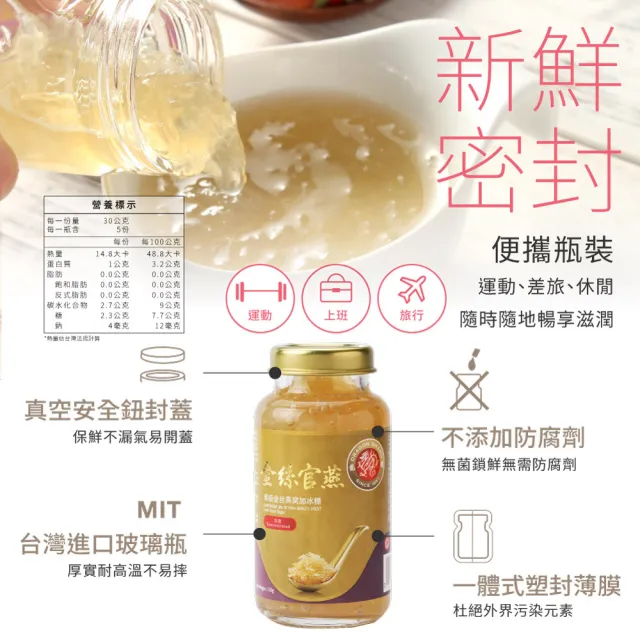【Dragon Brand 龍標燕窩】金絲官燕濃縮冰糖燕窩 禮盒 150g x3瓶裝（盒）立冬補冬 冬令進補 首選 濃度90%