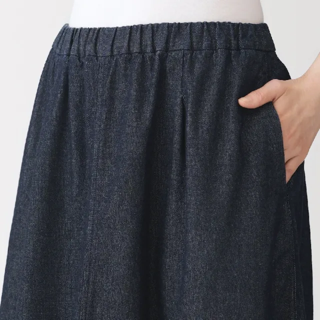 【MUJI 無印良品】女水洗丹寧舒適裙(深藍)