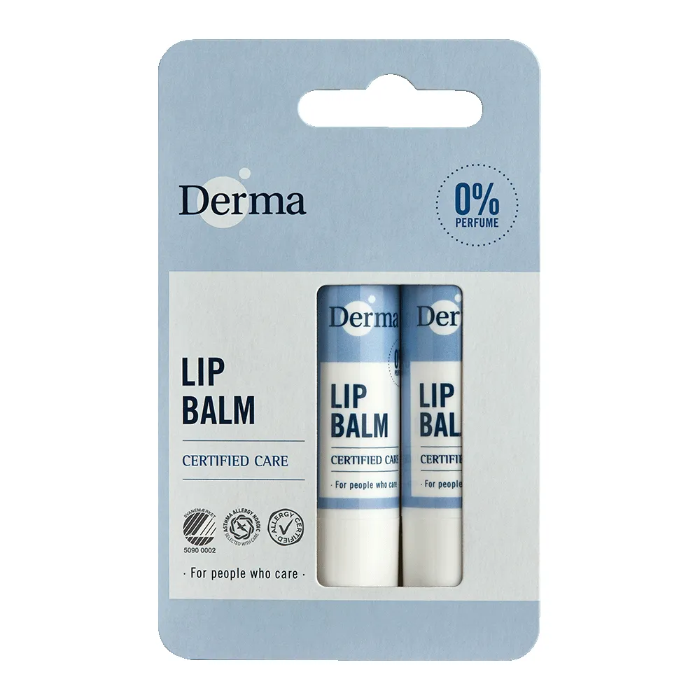 【Derma 丹麥德瑪】蜂蠟植萃護唇膏兩件組 4.8g*2(無香/全家人皆適用)