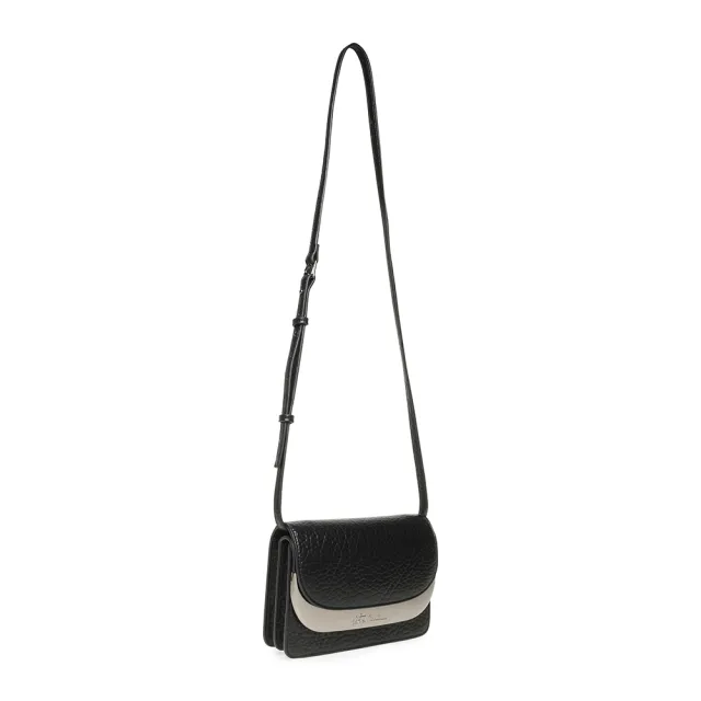 【steve madden】荔枝紋金屬飾邊斜背包BALLIE(黑色)