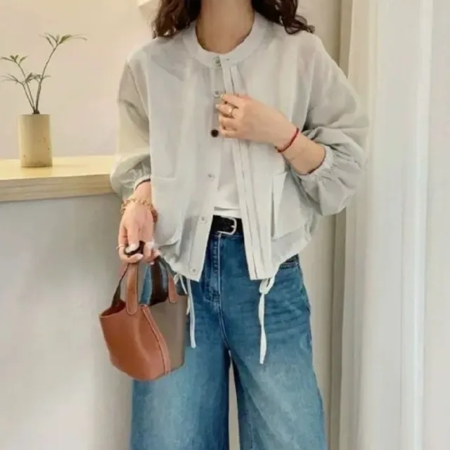 【ONEY 歐妮】★輕薄透氣短版防曬外套(女裝/女外套/薄外套/舒適/日系穿搭/通勤)