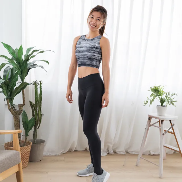 【NAMASTE】Afra 俐落美背網布運動內衣 - 黑條紋
