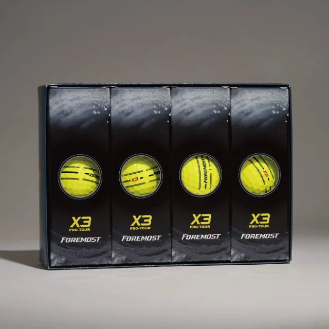【Foremost】Pro-Tour X3  燦燦黃 三層球 高爾夫球