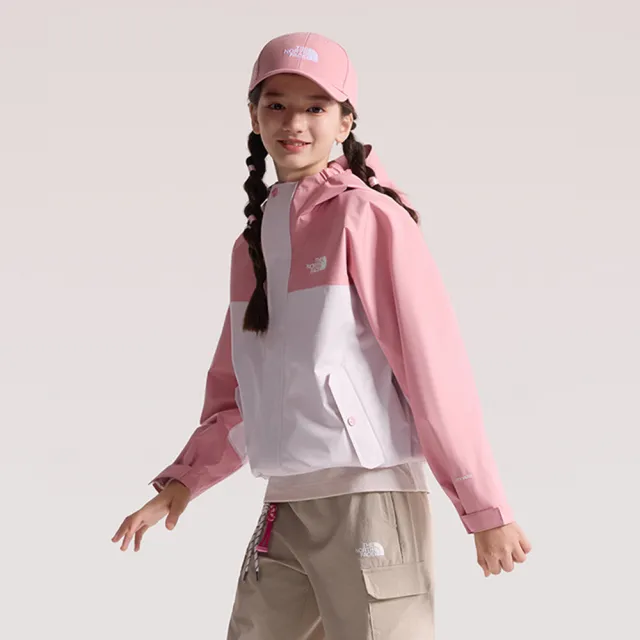 【The North Face】北面M66兒童粉色DRYVENT防水連帽衝鋒衣|8J7YS7M