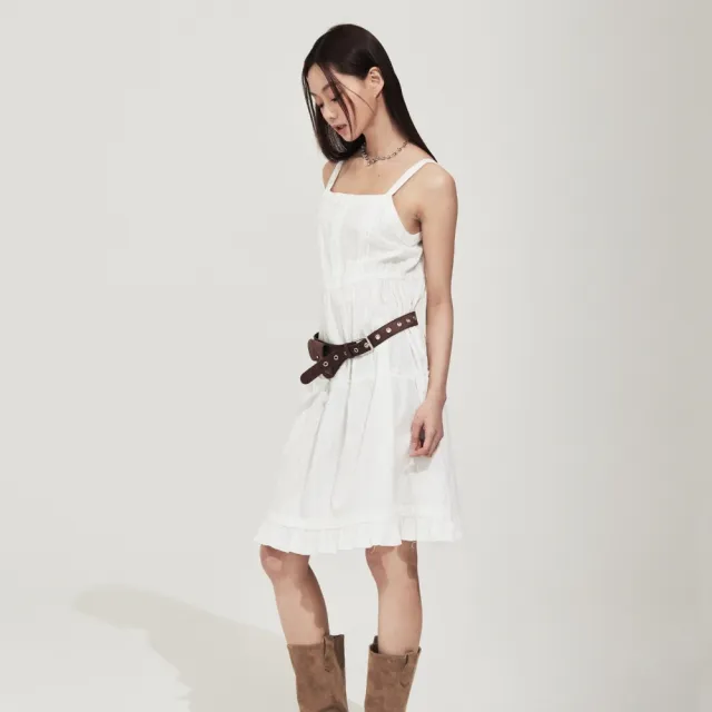 【Wacky WiLLY】官方旗艦館 女款棉質鏤空馬甲連身裙 白(WMS洋裝 GISELLE同款 WA2602OP62WH)