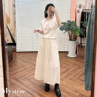 【my stere 我的時尚秘境】氣質小碎花長裙 三色 蛋糕裙 碎花裙 花裙 韓系長裙 日系長裙 氣 