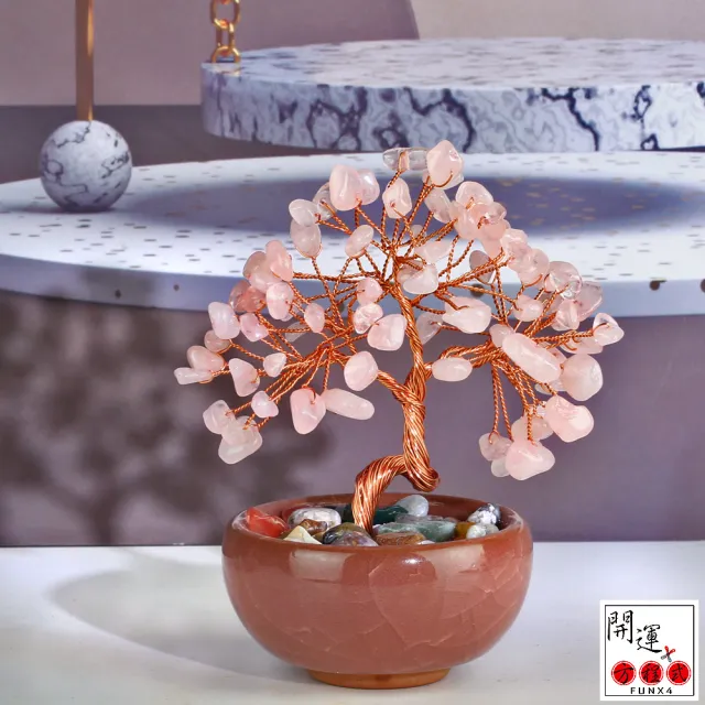 【開運方程式】水晶招財樹水晶簇花一入陶瓷聚寶盆(紫水晶黃水晶粉晶發財樹/財位/禮盒送禮開運/入厝禮)