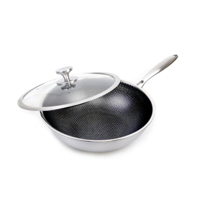 【MASIONS 美心】維多利亞Victoria 皇家316不鏽鋼複合黑晶鍋炒鍋32cm(IH爐 電磁爐適用)