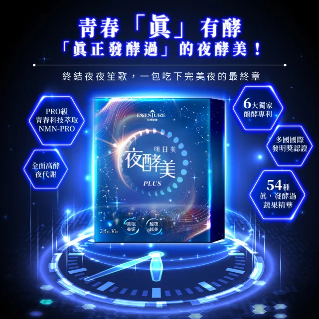 【ESSENTURE 大漢酵素】明日美夜酵美粉Plus 2.5gX30包/盒(美妍升級  獨家專利)
