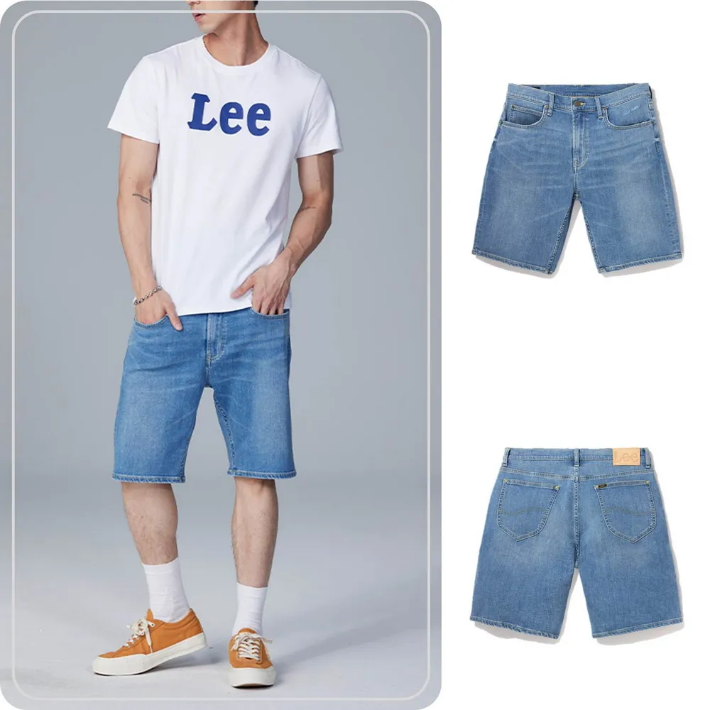 【Lee】男裝 牛仔短褲 / 902 五口袋 刷白 中藍洗水(LB322002520)