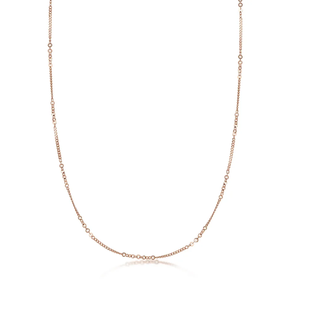 【點睛品】全18K 機織素鍊 18K玫瑰金項鍊(40cm)
