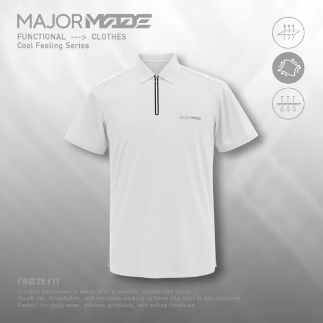 【MAJOR MADE】極涼感無痕拉鍊POLO衫(機能上衣/短袖上衣/POLO衫)