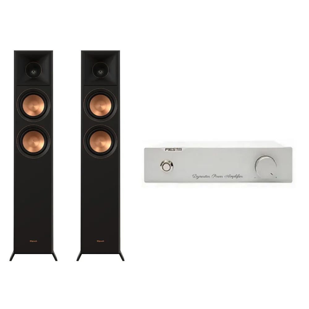 【Klipsch】兩聲道音響 RP-5000F II落地型喇叭-黑檀+FIESTA擴大機-100W(二聲道)