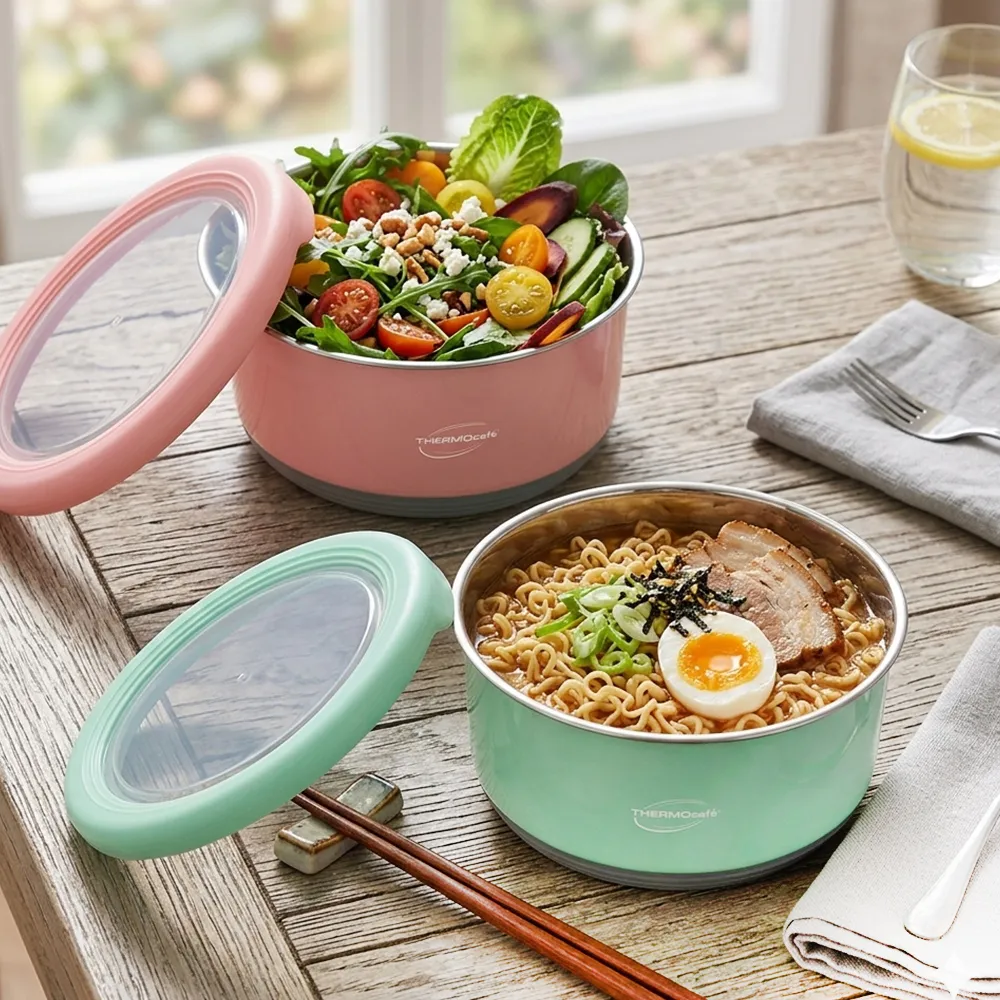 【THERMOcafe 凱菲】超值4入 不鏽鋼多功能隔熱碗1200ml TC-BOWL