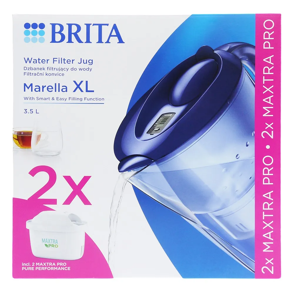 【BRITA】歐洲原裝進口Marella XL FILTER WITH MAXTRA PRO濾水壺3.5L+PRO濾芯2入(共1壺2芯/平行輸入)