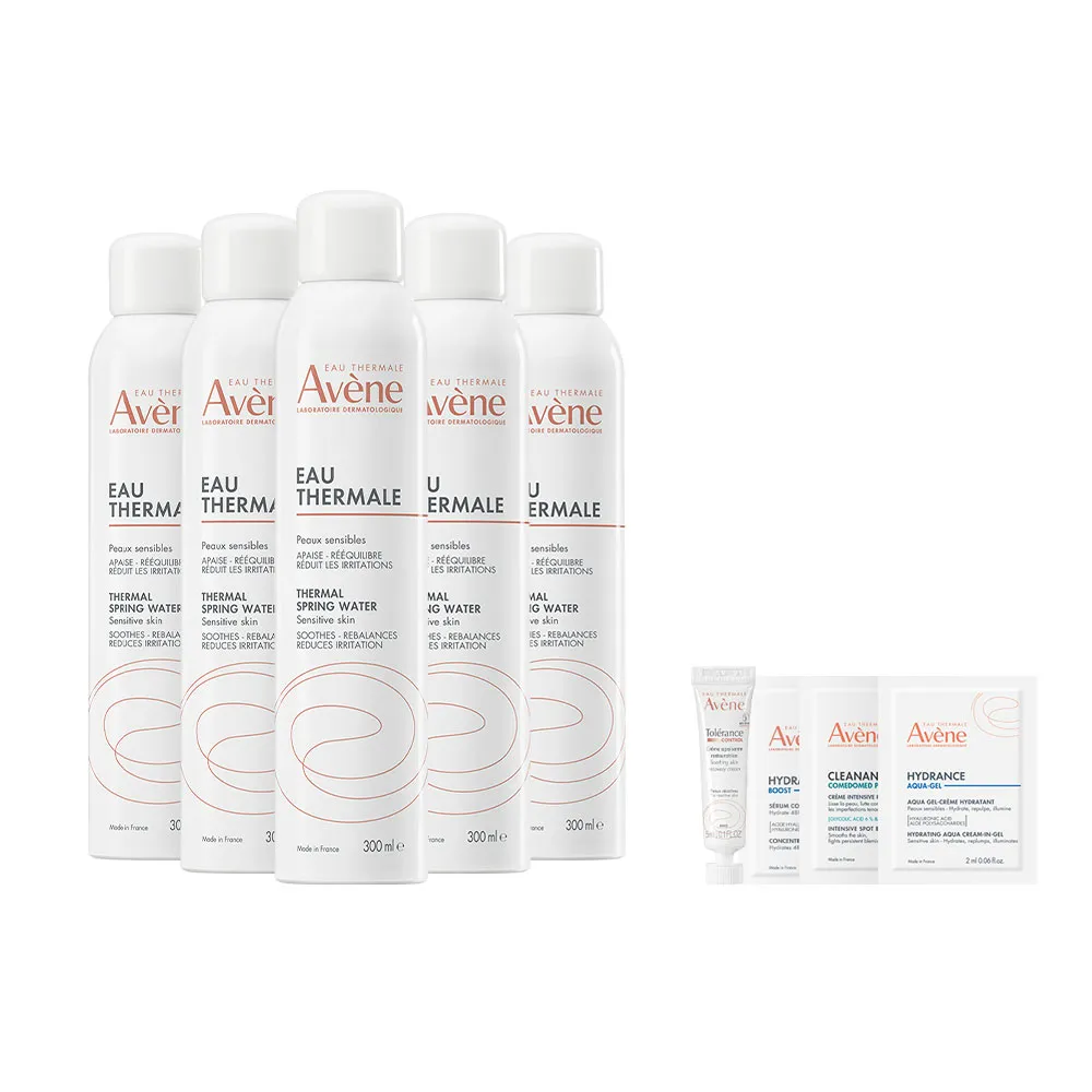 【Avene 雅漾】官方直營 活泉水穩膚噴霧300mlx5入組(保濕化妝水/舒緩乾癢敏弱)