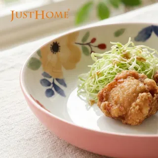 【Just Home】映花陶瓷7吋湯盤(可微波 盤 碗盤 湯盤 餐盤)