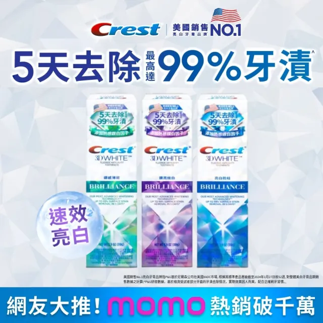 【Crest】好評囤貨組-極致鑽白 美白牙膏110g 12入．牙齒美白(鑽亮炫白/鑽感薄荷/亮白防蛀)