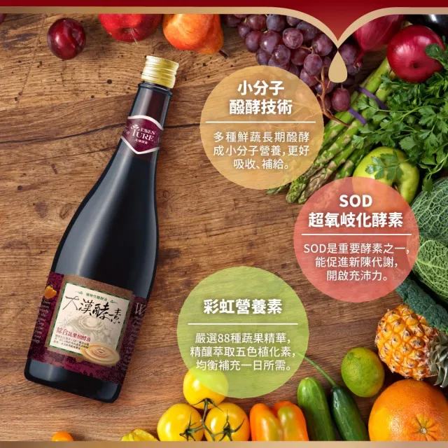 【ESSENTURE 大漢酵素】七福璀璨禮盒-雙酵蔬果酵素 3盒組(60ml*10瓶/盒 禮盒 年節禮盒 保健禮盒)