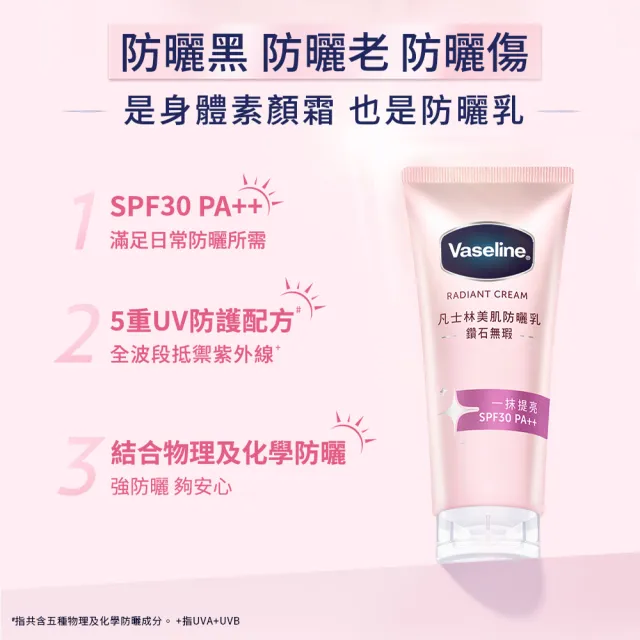 【Vaseline 凡士林】官方直營 鑽石無瑕美肌防曬乳150gx3入