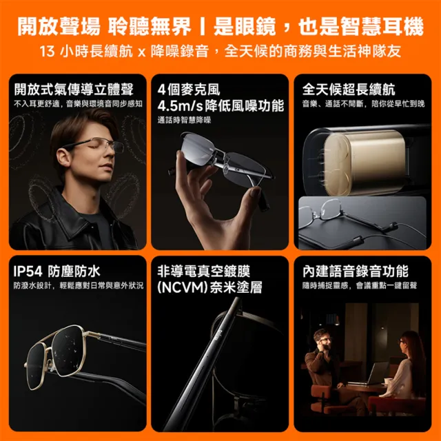 【小米】官方旗艦館 Xiaomi 米家智慧音頻眼鏡 深空鈦款