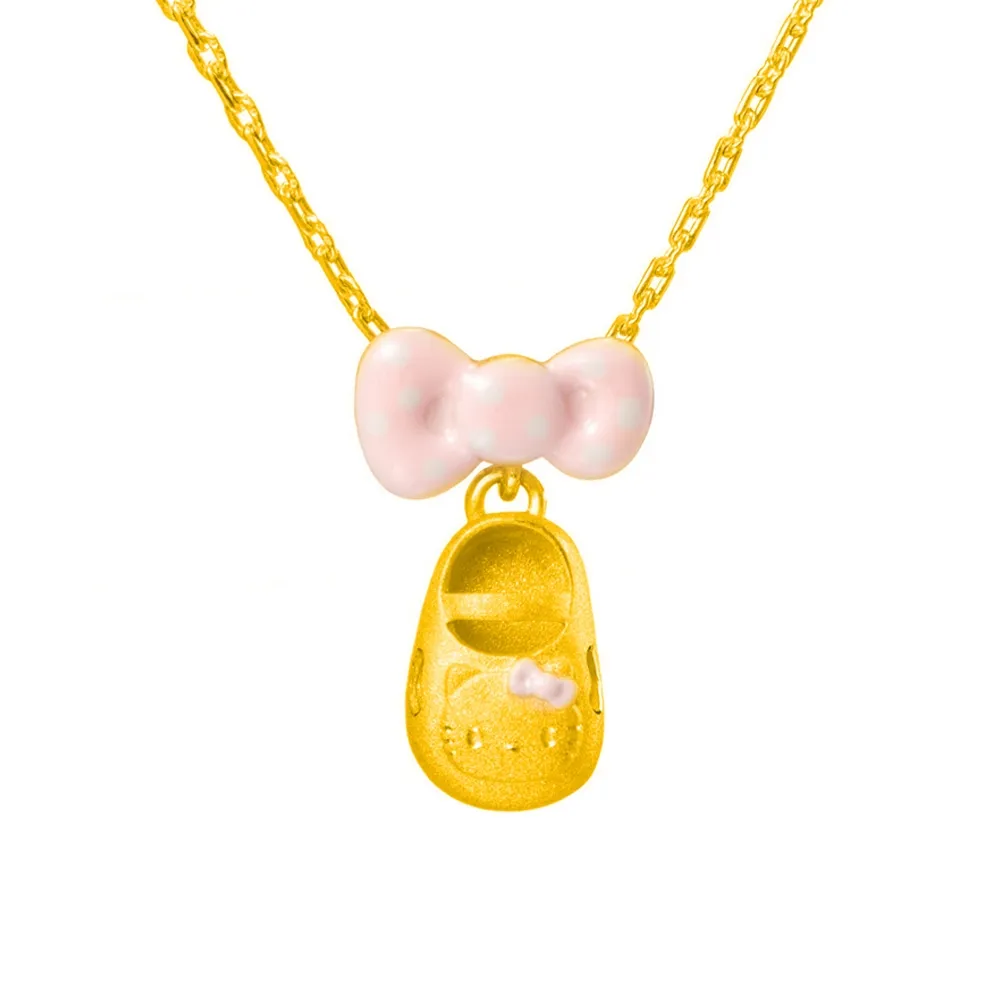 【Just Gold 鎮金店】Hello Kitty 粉紅風潮PinkHolic-粉紅小鞋 黃金吊墜(不含鍊)