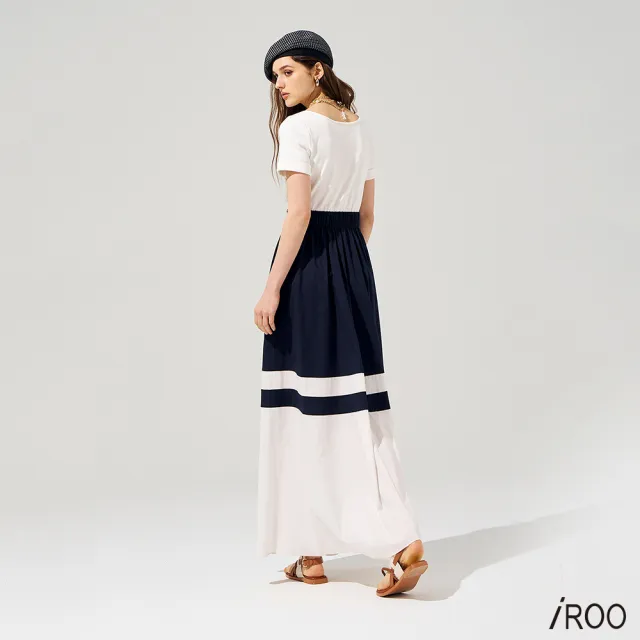【iROO】大Ｕ領經典配條長洋裝