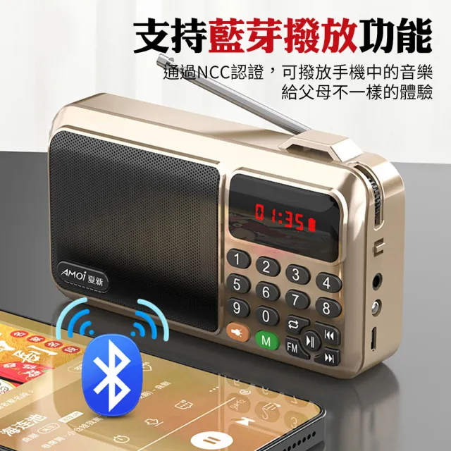 【WANGKE】旺科 老人收音機 送台灣製電池(MP3 FM收音機 藍芽音響 小音箱 大音量播放機 手電筒 父親節禮物)