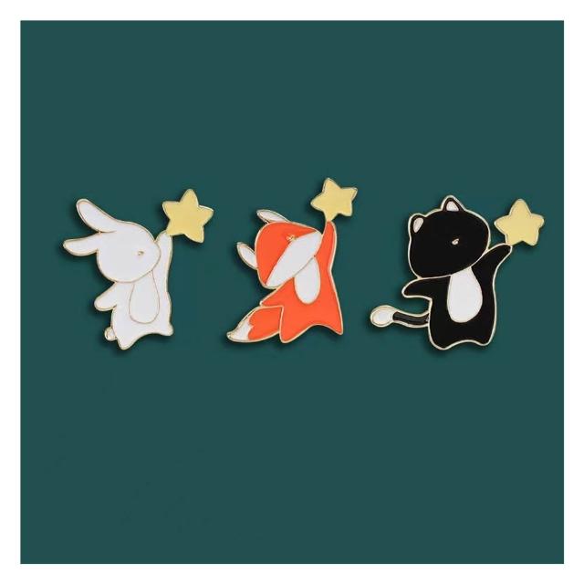 【MISA】卡通徽章 小動物徽章/可愛卡通摘星小動物造型徽章 胸章 胸針(3款任選)