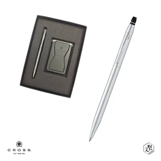 【CROSS】立卡系列亮鉻原子筆+磁吸手機夾禮盒 客製化刻字(原廠正貨)