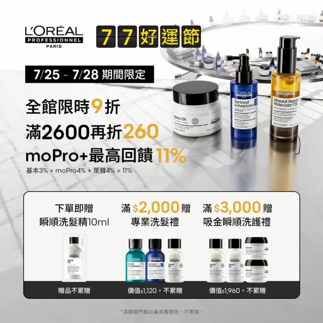 【L’OREAL 巴黎萊雅PRO】絲漾博吸金喚彩洗髮精 300ml