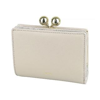 【FURLA 芙拉】FURLA Dots燙印金色LOGO小牛皮6卡按釦式口金零錢中夾(亞麻布灰x淡灰)