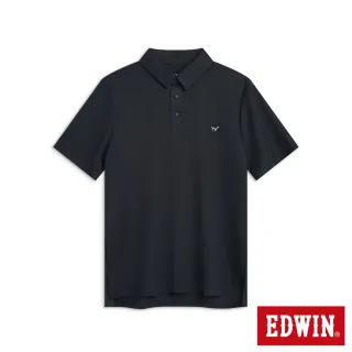 【EDWIN】男裝 華夫格短袖POLO衫(黑色)