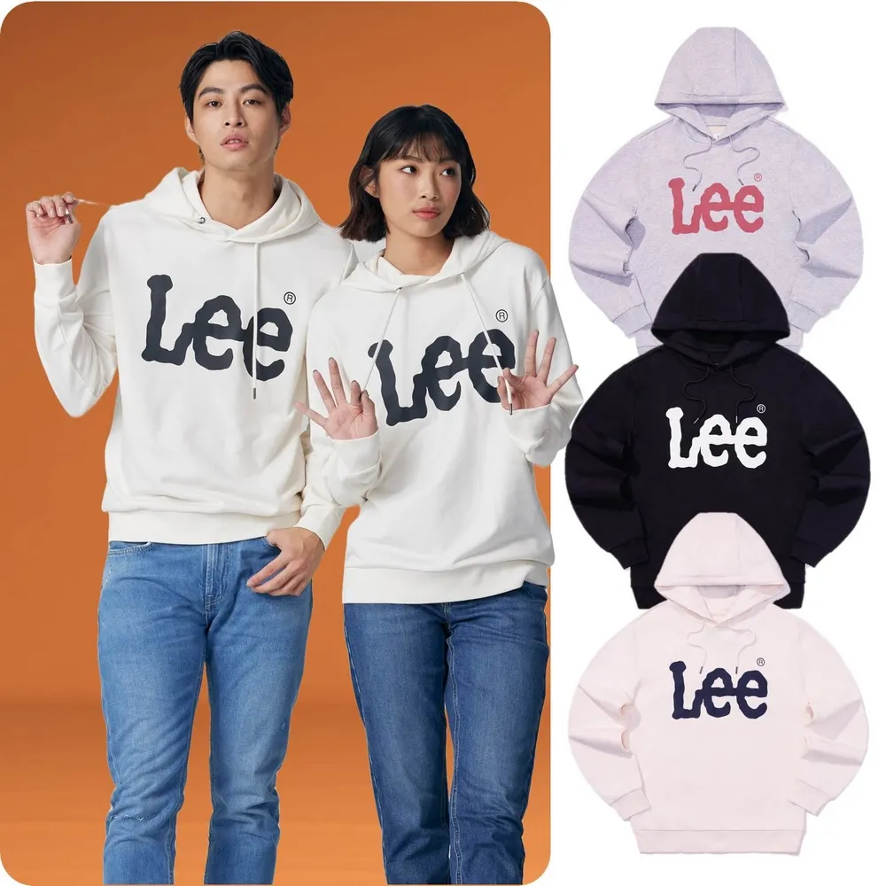 【Lee】男女同款 長袖帽T / 胸前大LOGO 共3色 男女共版(LB330041848/LB330041K11/LB330041K15)