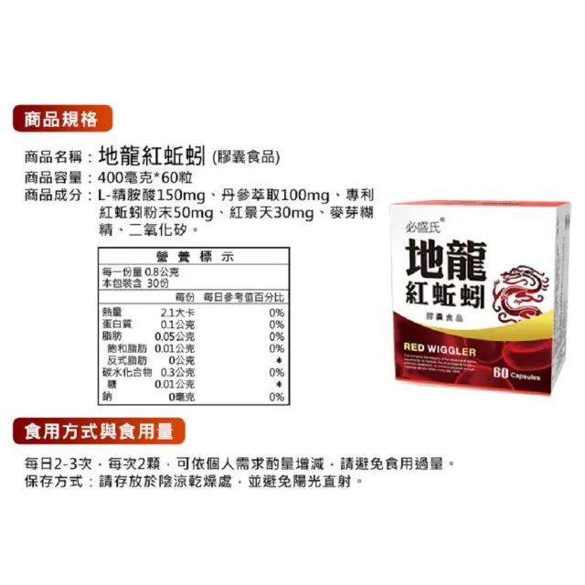 【草本之家】地龍紅蚯蚓酵素3入組(60粒/入)(L-精胺酸、丹參、紅景天)