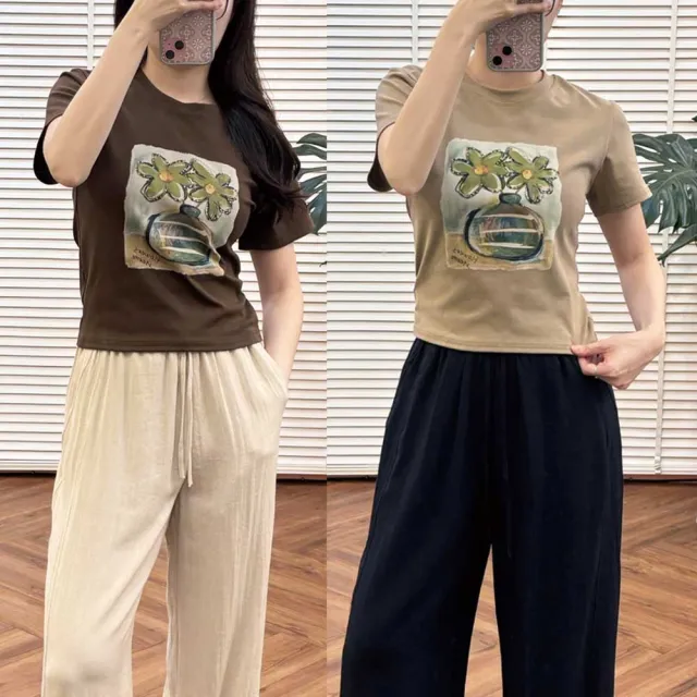 【my stere 我的時尚秘境】彈力親膚！花瓶短版修身T恤 兩色 彈性T 短版T 棉T 涼感T恤