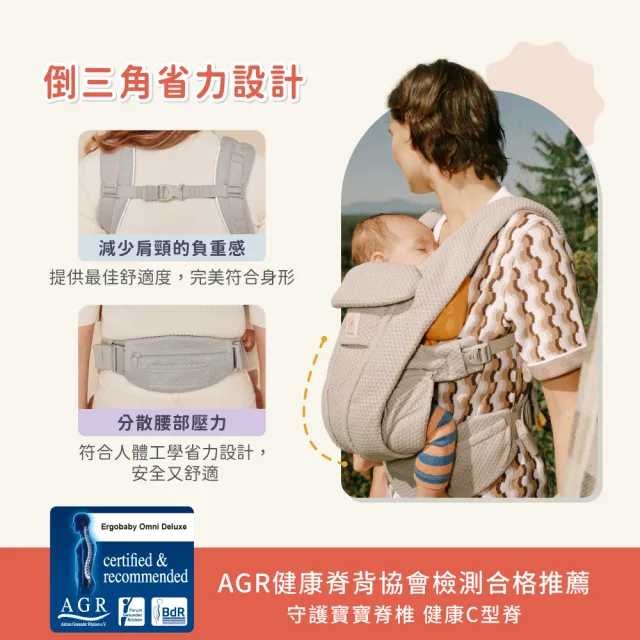 【Ergobaby】Omni Deluxe 旗艦型全階段四式透氣背帶(嬰兒背巾 新生兒揹帶 嬰兒背帶)