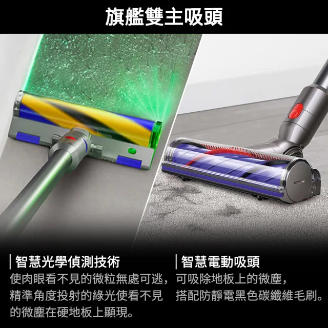 【dyson 戴森】V12 SV46 Detect Slim Total Clean 強勁輕量智慧無線吸塵器 MOMO獨家升級版 (雙主吸頭)