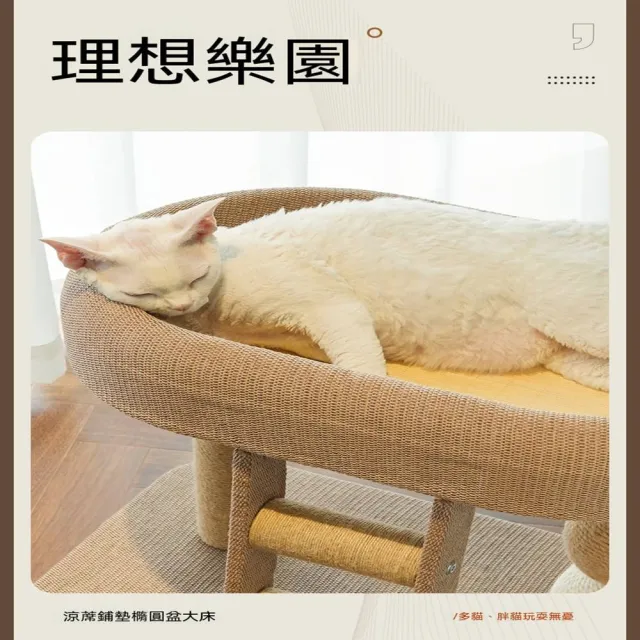 【MOOG 沐格】小型一體式貓爬架 涼蓆貓窩劍麻抓柱 四季通用貓咪磨爪遊樂傢俱