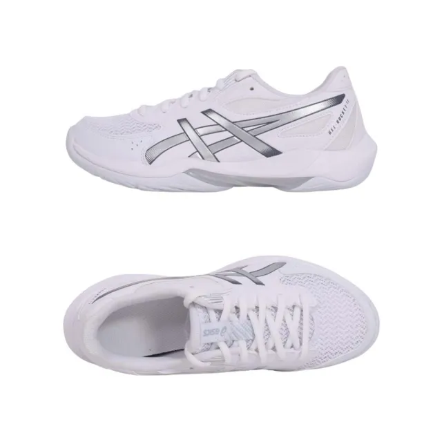 【asics 亞瑟士】GEL-ROCKET 12 男女款排球鞋-訓練 匹克球 亞瑟士 白銀(1073A080-105)